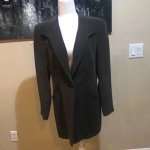 Dana Buchman Brown 100% Silk Vintage Blazer w/Shoulder Pads & Pockets-Sz 10